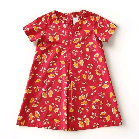 Hanna Andersson Other - Vtg Hanna Andersson Floral Cotton Dress. Size 5 Colors Red Orange Yellow Green